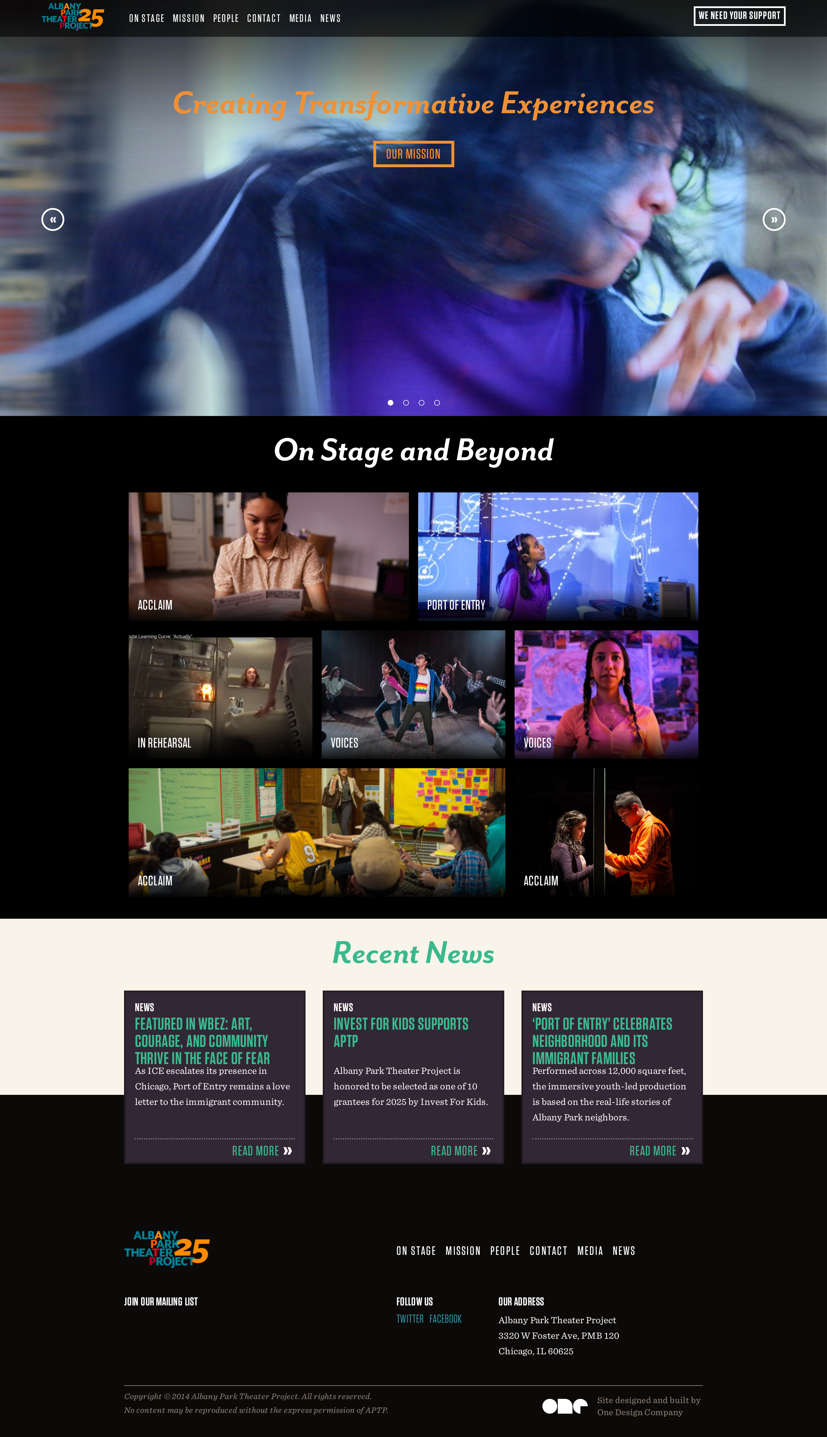 The APTP home page on desktop.