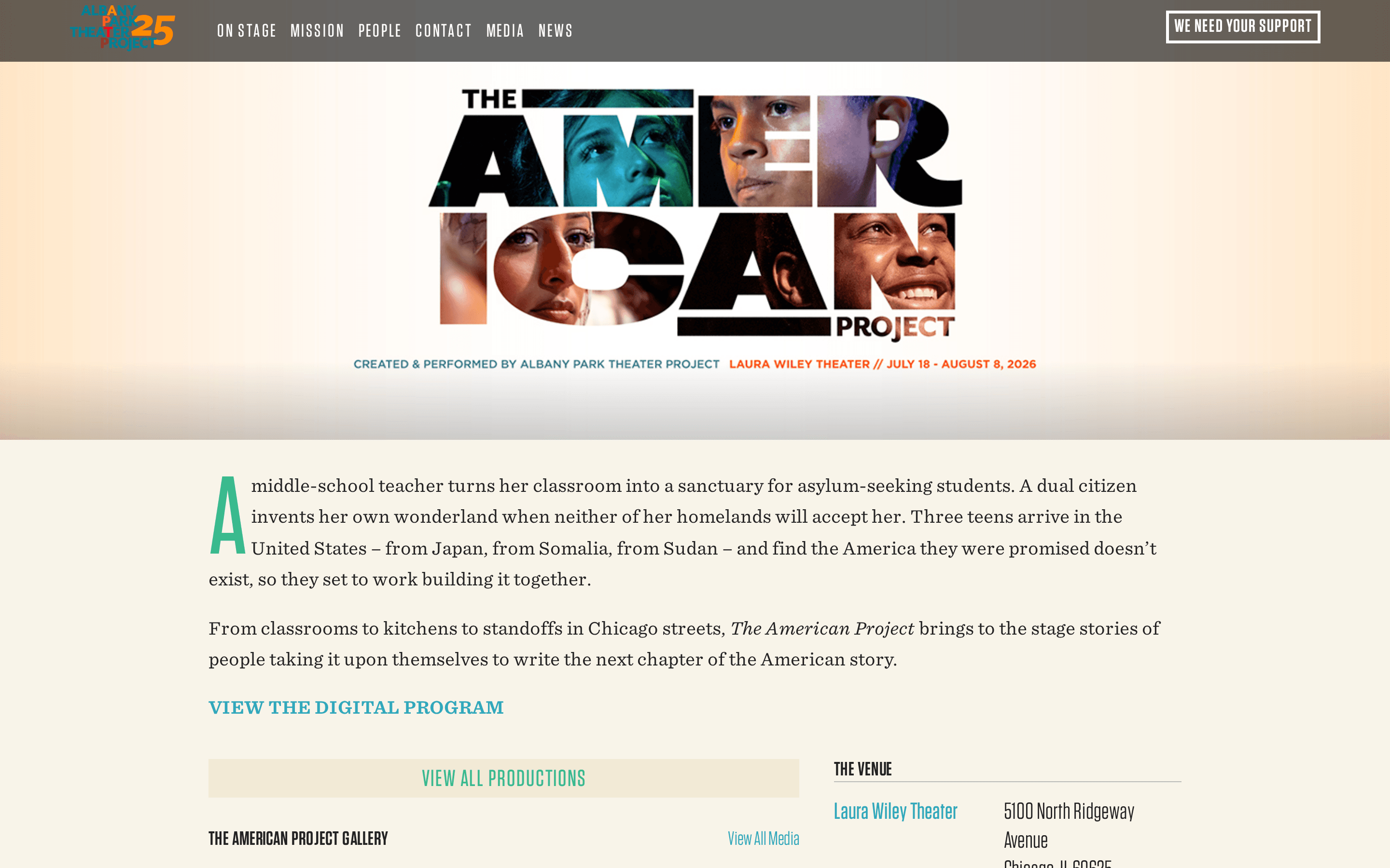 A production page, one of the custom post types on the main site.