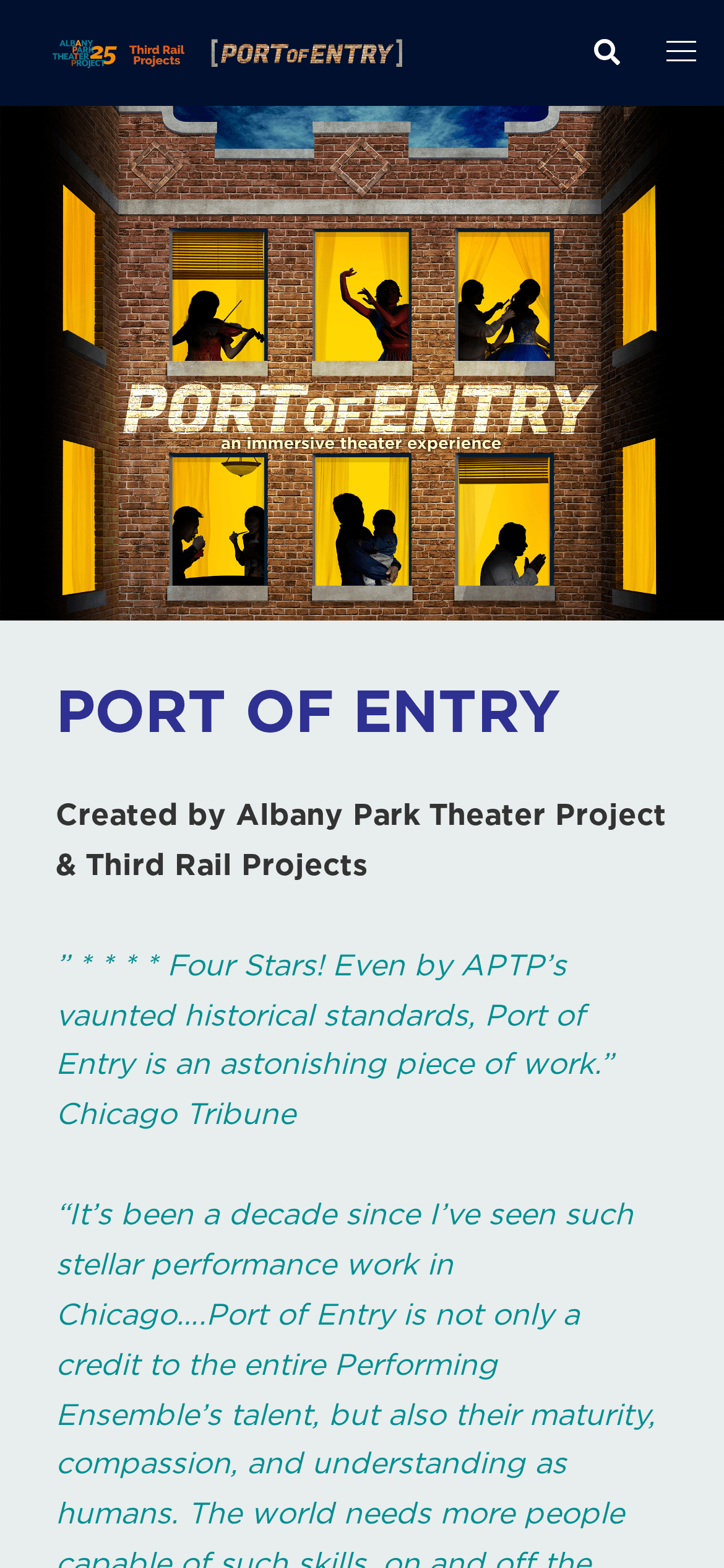 Port of Entry, the show site, on a phone.