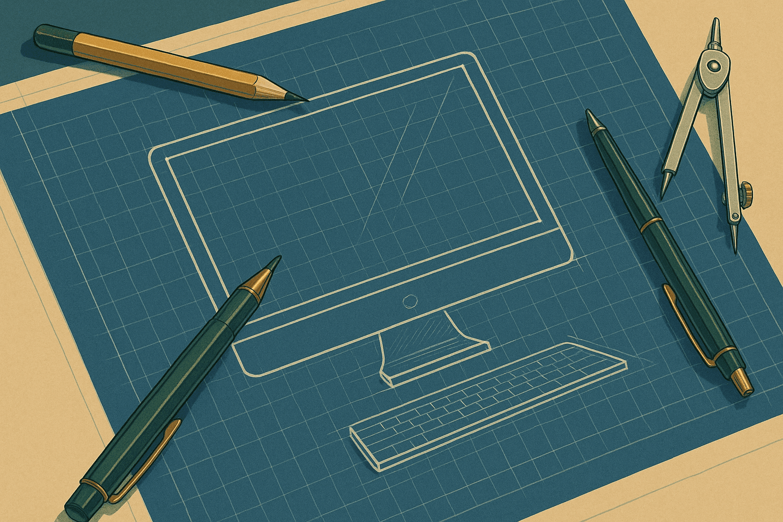 Image of blueprint drawing computer